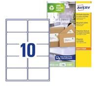 Etiqueta adhesiva avery blanca permanente reciclada 100% paraimpresora láser 99,1x57 mm caja de 150 unidades