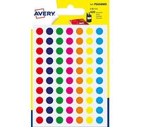 Avery España PSA08MX - Bolsa de gomets colores surtidos, medida 8 mm, total 420 gomets