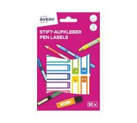 AVERY Zweckform RESMI30S Pegatinas para nombre, bolígrafos infantiles, 30 unidades (50 x 10 mm, papel, pegatinas autoadhesivas para bolígrafo, etiquetas para rotuladores, mini etiquetas para nombre