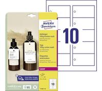 Avery España T1002-10 - Colgantes imprimibles doble cara de cartón microperforado, 185 gr incluye el hilo para colgarlos, cuadrado 50x50mm, caja de 150 colgantes,impresola láser e Inkjet