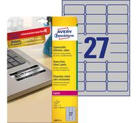 Avery España Zweckform L6011-8 Rectángulo redondeado Permanente Plata 216pieza(s