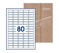 Avery Etiquetas adhesivas de papel blanco con adhesivo extraíble, 36 x 17 mm, 25 hojas, 150 etiquetas por hoja, formato hoja A4, impresoras láser y de inyección de tinta o se puede escribir a mano