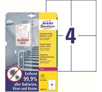 Avery etiquetas antimicrobianas 105 x 148 mm blancas, 40 unidades.