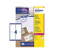 Avery Etiquetas autoadhesivas para direcciones de correo, impresoras láser, 4 etiquetas por hoja A4, 40 etiquetas, UltraGrip (L7169)