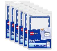 Avery Etiquetas de nombre personalizadas, impresión o escritura, borde azul, 2-1/3 x 3-3/8 pulgadas, 600 etiquetas adhesivas (5144) paquete de 6-44144