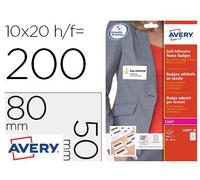 Avery Etiquetas Identificativas Adhesivas de Acetato de Seda Removibles para Láser 80x50 mm, 200 Unidades, sin Residuos, ideales para Eventos
