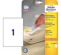 Avery 3470 - Etiquetas universales (210 x 297 mm, para todas las impresoras A4), 25 unidades, color blanco