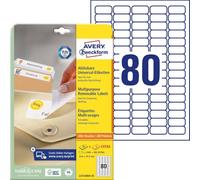 Avery - Etiquetas universales (35,6 x 16,9 mm, para todas las impresoras A4), 2000 unidades, color blanco