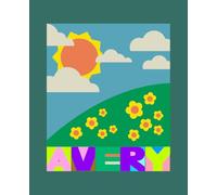 AVERY: first name notebook: personalized journal with field of flowers design. 110 lined pages. soft matte cover
