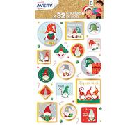 Avery - Juego de 32 pegatinas decorativas - tema tradicional, verde y rojo