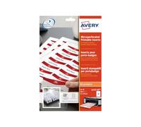 Avery L4727-20 - Tarjetas de identificación (54 x 90 mm, 20 x A4, 200 x tarjetas), blanco y rojo