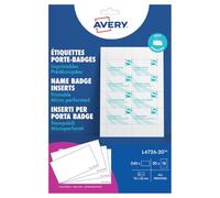 Avery L4727-20 - Tarjetas para fundas de identificacin (40 x 75 mm)