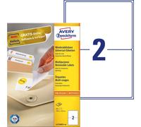 Avery L4734REV-100 - Etiquetas universales (reutilizables, 199,6 x 143,5 mm, par