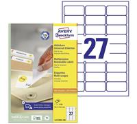 Avery L4737REV-100 - Etiquetas universales (63.5 x 29.6 mm, A4, 2700 unidades),