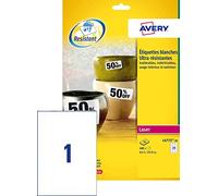 Avery L4776-20 Etiquetas adhesivas extrafuertes resistentes a la intemperie, blancas, 12 etiquetas por hoja A4