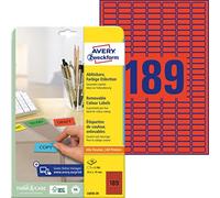 Avery L6036-20 etiqueta de impresora Rojo Etiqueta para impresora autoadhesiva - Etiquetas de impresora (Rojo, Etiqueta para impresora autoadhesiva, A4, Papel, Laser/Inyección de tinta, Desmontable)