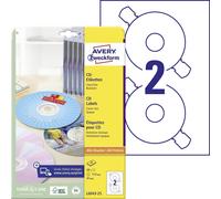 Avery L6043-100 etiquetas autoadhesivas para CD, 2 etiquetas por hoja A4 1 trans