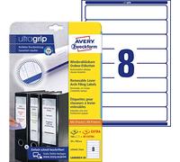 Avery L6060REV-20 Rectángulo redondeado Desmontable Blanco 160pieza(s) - Etiqueta autoadhesiva (Blanco, Rectángulo redondeado, Desmontable, 34 x 192 mm, A4, Papel)