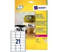 Avery L7060-20 Etiquetas resistentes a la intemperie A4 63,5 x 38,1 mm blancas (420 etiquetas)