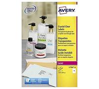 Avery L7784-25 - Pack de 25 folios de etiquetas brillantes, 210 x 297 mm , Transparentes