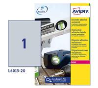 Avery Laser Label H/Duty 1/SHT 20/PK SIL