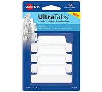Avery Margin Ultra Tabs, 2.5 x 1 pulgadas, 2 lados para escribir, blanco, 24 pestañas reposicionables (74789)