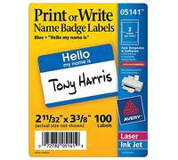 Avery Name Badge Labels,Hello,2-11/32 x 3-3/8,100/PK,Blue, Sold as 1 Package, AVE5141