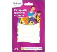 Avery bolsita de 24 - Etiquetas plastificadas, color Blanc avec bordure Vert/Bleu/Jaune/Rouge