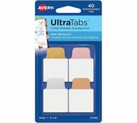 Avery - Pestañas de colores metálicos (tamaño mini, 40 unidades), color dorado, plateado, oro rosa, cobre
