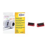 Avery PLP1226 Rollo de etiquetas (1 línea de adhesivo permanente, 12 x 26 mm, 10 rollos/15000 unidades), color blanco + España IRAV5 Pack de 5 rodillos de tinta para etiquetadoras HL 1/8