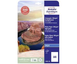 Avery Premium Inkjet, A4, 300g - Papel fotográfico (A4, 300g, A4, 300 g/m², 30-75%, 15-30 °C, 15-30 °C) Color blanco