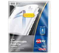 Avery print-on separadores, color blanco, 8 pestañas, 5 juegos (11552)