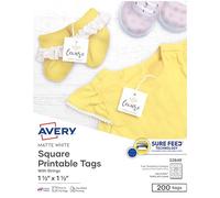 Avery Printable Tags with Strings, White, 1.5 x 1.5 Inches, Pack of 200 (22849) by Avery