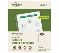 Avery Protectores de hojas de peso reciclados semitransparentes, carga superior, 100 protectores de documentos (75537)