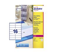 Avery Self Adhesive Clear Address Mailing Labels, Laser Printers, 16 Labels Per