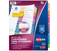 Avery Separadores de enero a diciembre para carpetas de 3 anillos, 12 pestañas por juego, tabla de contenido personalizable, pestañas multicolor, ideal para organizar informes, proyectos y más (24