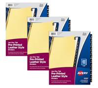 Avery Separadores Jan-Dec para carpetas de 3 anillos, juegos de 12 pestañas, pestañas de cuero negro preimpresas, 3 juegos de separadores de carpetas (26180)