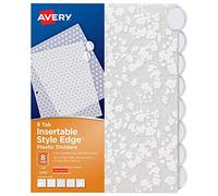 AVERY Style Edge Divisores de plástico insertables de moda floral, 8 juegos, 1 juego (11291), colores surtidos, 2.1 x 45.7 x 13.5 pulgadas