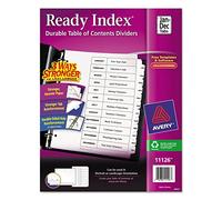 Avery Table of Contents Dividers, Jan-Dec, 8-1/2"x 11, Black/White, Sold as 1 Set, AVE11126