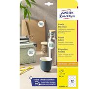 AVERY Zweckform 10 etiquetas redondas (120 puntos adhesivos, diámetro de 60 mm en A4, pegatinas redondas para imprimir, se pueden retirar sin dejar residuos, 10 hojas, color blanco