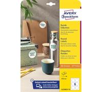 AVERY Zweckform 10 etiquetas redondas (60 puntos adhesivos, diámetro de 80 mm en A4, pegatinas redondas para imprimir, se pueden retirar sin dejar residuos, 10 hojas, color blanco