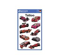 AVERY Zweckform 10 tatuajes infantiles de coche de carreras (tatuajes temporales para coche de carreras, tatuajes impermeables para niños, adhesivos respetuosos con la piel, pegatinas para niños