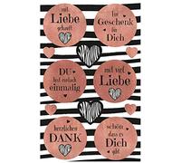 Avery Zweckform 12 pegatinas decorativas de buenos deseos (pegatinas, regalos, tarjetas, felicitaciones, cumpleaños, celebración, fiesta, agradecimiento) Art. 57084