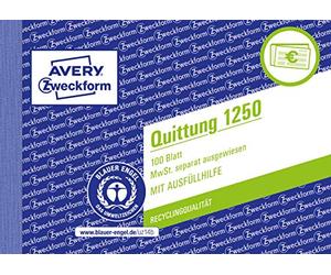 Avery Zweckform 1250 - Libro de facturas con separación del IVA (papel reciclado, DIN A6, 100 hojas)