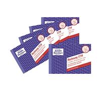 AVERY Zweckform 1714-5 - Factura (A6 horizontal, 2 x 40 hojas, autocopiante con copia de color, con portada neto y bruta, 5 unidades), color blanco y amarillo