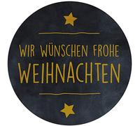 Avery Zweckform 200 pegatinas de Feliz Navidad (fabricadas en Alemania, diámetro 38 mm, pegatinas negras de Navidad, letras doradas, autoadhesivas, decoración navideña, regalos, tarjetas, bolsas