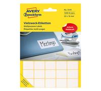Avery Zweckform 3318 Etiquetas multifuncionales 22 x 18 mm blancas (1200 etiquetas)