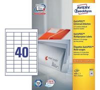 Avery Zweckform 3657 Etiquetas universales A4 48,5 x 25,4 mm blancas (4.000 etiquetas)