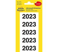 AVERY Zweckform 43-223 - Etiquetas autoadhesivas de números 2023 (60 x 24 mm, 100 etiquetas con texto 2023, ideales para archivadores, totalmente opacas, permanentes), 20 hojas, color blanco