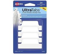 AVERY Zweckform 74789 Tiras adhesivas transparentes y blancas (24 notas adhesivas, 63,5 x 25,4 mm, etiquetas adhesivas extraíbles), color blanco